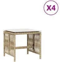 vidaXL Tabourets de jardin et coussins lot de 4 beige 41x41x36cm rotin