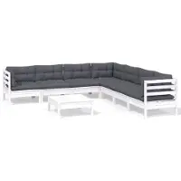 vidaXL Ensemble salon de jardin 8 pièces avec coussins blanc pin massif