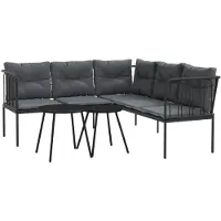 vidaXL Ensemble de canapés de jardin avec coussins Noir Acier et Textilène
