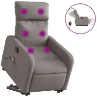 vidaXL Fauteuil de massage électrique avec releveur Taupe Tissu