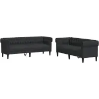vidaXL Ensemble de canapés 2 pièces noir tissu