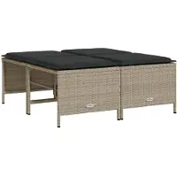 vidaXL Tabourets de jardin avec coussins lot de 4 gris clair rotin