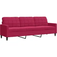 vidaXL Canapé 3 places vin rouge 210 cm velours