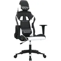 vidaXL Chaise de jeu avec fonction de massage Noir et blanc similicuir