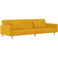 vidaXL Canapé-lit 2 places avec 2 coussins Tissu jaune