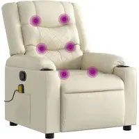 vidaXL Fauteuil de massage Crème Similicuir