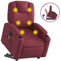 vidaXL Fauteuil de massage avec releveur vin rouge Tissu