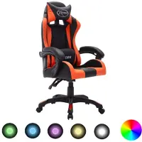 vidaXL Chaise de jeu avec lumières LED RGB Orange et noir Similicuir