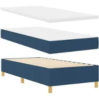 vidaXL Lit boxspring avec matelas bleu 90 x 200 cm Tissu