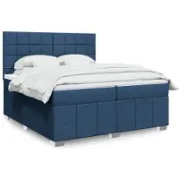 vidaXL Lit boxspring avec matelas bleu 200x200 cm Tissu