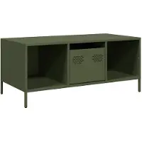 vidaXL Table basse vert olive 101,5x50x43,5 cm Acier laminé à froid