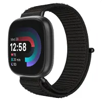 IMoshion Bracelet en nylon pour Fitbit Versa 4/ 3 / Sense (2) - Noir