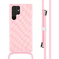 IMoshion Coque design en silicone avec cordon pour Samsung Galaxy S22 Ultra - Retro Pink