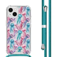 IMoshion Coque Design avec cordon pour Apple iPhone 13 - Jellyfish Watercolor