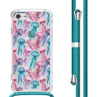 IMoshion Coque Design avec cordon pour Apple iPhone SE (2022 / 2020) / 8 / 7 - Jellyfish Watercolor
