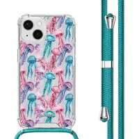 IMoshion Coque Design avec cordon pour Apple iPhone 14 - Jellyfish Watercolor