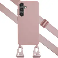 Selencia Coque silicone avec cordon amovible pour Samsung Galaxy S24 FE - Sand Pink