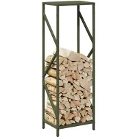 vidaXL Étagère à bois de chauffage vert olive 34x25x100 cm Acier laminé à froid