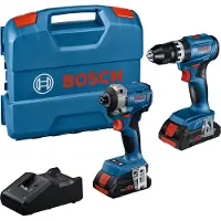 Bosch Gsb18v-45+gdr18v-215+2xpc4.0ah+ Gal +lc Electric Tools Kit Bleu One Size / EU Plug 220V