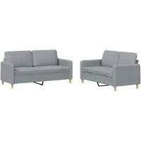 vidaXL Ensemble de canapés 2 pièces avec coussins Tissu gris clair