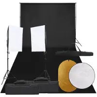 vidaXL Kit studio photo avec éclairage, fond et réflecteur