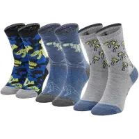 SKECHERS Garçons, Chaussettes, Chaussettes pour enfants 3 paires, Bleu, Vert, Gris, (Lot de 3, 27 - 30)