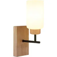 Globo Lighting Applique murale ROWENA, en chêne foncé, noire, avec abat-jour en verre opale, hauteur 31 cm