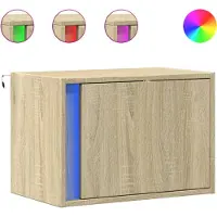 vidaXL Table de chevet murale avec lumières LED chêne sonoma