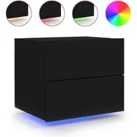 vidaXL Table de chevet murale avec lumières LED noir