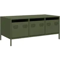 vidaXL Table basse vert olive 101,5x50x43,5 cm Acier laminé à froid