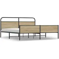 vidaXL Lit métallique sans matelas chêne fumé 200x200 cm