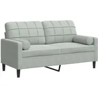 vidaXL Canapé 2 places avec oreillers gris clair 140 cm velours