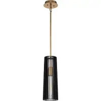 Kichler Suspension Elstead Linara E27, noir et laiton naturel