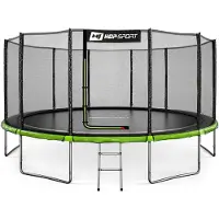 Hop-Sport Trampoline de Jardin pour enfants 488 cm (16ft), Kit complet avec Filet de Sécurité Extérieur, Échelle, Robuste et Stable Max. 150 kg