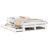 vidaXL Lit en bois massif sans matelas Blanc 140x190 cm pin