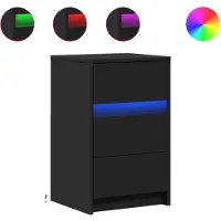 vidaXL Armoire de chevet avec lumières LED noir bois d'ingénierie