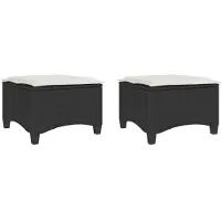 vidaXL Tabourets jardin coussins 2 pcs noir 55x55x36 cm résine tressée