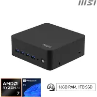 MSI Cubi Z AI 8M R7 8845HS FS 16GB 1TB W11P AMD Ryzen 7 16 Go DDR5-SDRAM 1 To SSD Windows 11 Pro Mini PC Noir