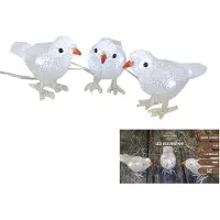 Hit Svenska Living : Lot de 3 oiseaux décoratifs en acrylique, 15 cm, lumière blanche chaude, éclairage extérieur