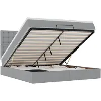 vidaXL Lit ottoman avec matelas & LEDs gris clair 180x200 cm Tissu