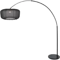 Steinhauer Lampe à arc noir Vela Lino avec teinte noire Ø60cm