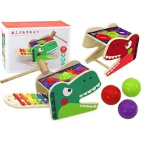 Leantoys Lean Dinozaur Wbijak Cymba?ki 2w1 Drewniany Czerwony