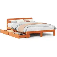 vidaXL Lit en bois massif, sans matelas, en pin brun ciré 160x200