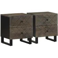 vidaXL Tables de chevet 2 pcs noir 40x33x46 cm bois de manguier solide