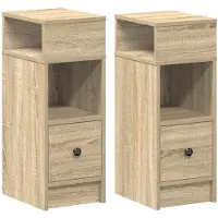 vidaXL Tables de chevet 2 pcs avec tiroir chêne sonoma 25x31x66 cm