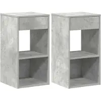 vidaXL Tables de chevet avec tiroir 2 pcs gris béton 35x34x66,5 cm