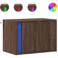 vidaXL Tables de chevet murales avec lumières LED 2 pcs chêne marron