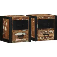 vidaXL Tables de chevet 2 pcs multicolore 40x35x40cm bois récupération