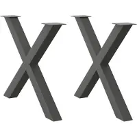vidaXL Pieds de table de salle à manger en X 2 pcs. Anthracite 90x(72-73) cm Acier