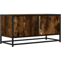 vidaXL Meuble TV chêne fumé 80x34,5x40 cm bois d'ingénierie et métal